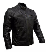 Load image into Gallery viewer, Men&#39;s Café Racer Biker Leather Jacket Black Brown Motorcycle Genuine Leather
