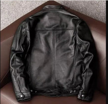 Load image into Gallery viewer, Men&#39;s Leather Jacket Biker Style Real Lambskin Black Leather Moto Jacket
