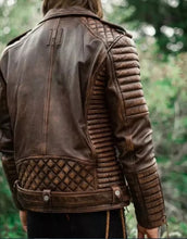 Load image into Gallery viewer, Men&#39;s Slim Fit Leather Jacket Biker Style Real Lambskin Quilted Leather Jacket
