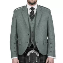 Load image into Gallery viewer, 100% Tweed Scottish Men's Lovat Green Argyle kilt Jacket With Waistcoat Wedding
